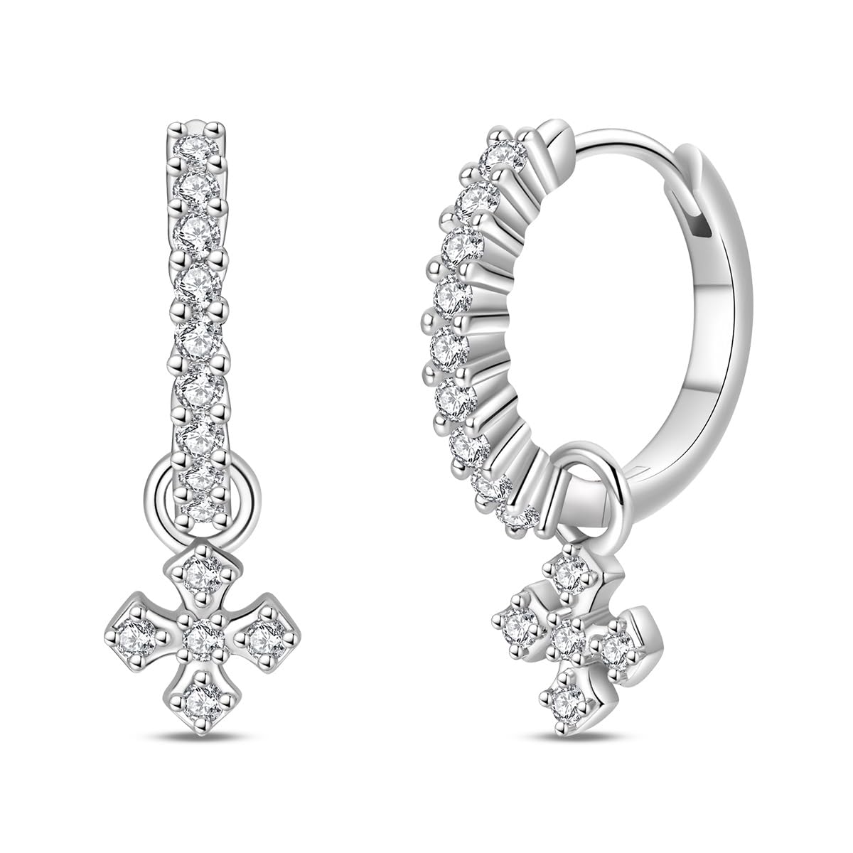 Stilvolle Damen Ohrringe - 925 Sterling Silber Hypoallergene Ohrringe Mit Bunten Kubischen Zirkonia, Trendy Huggies Ohringe Für Frauen Täglicher Trag