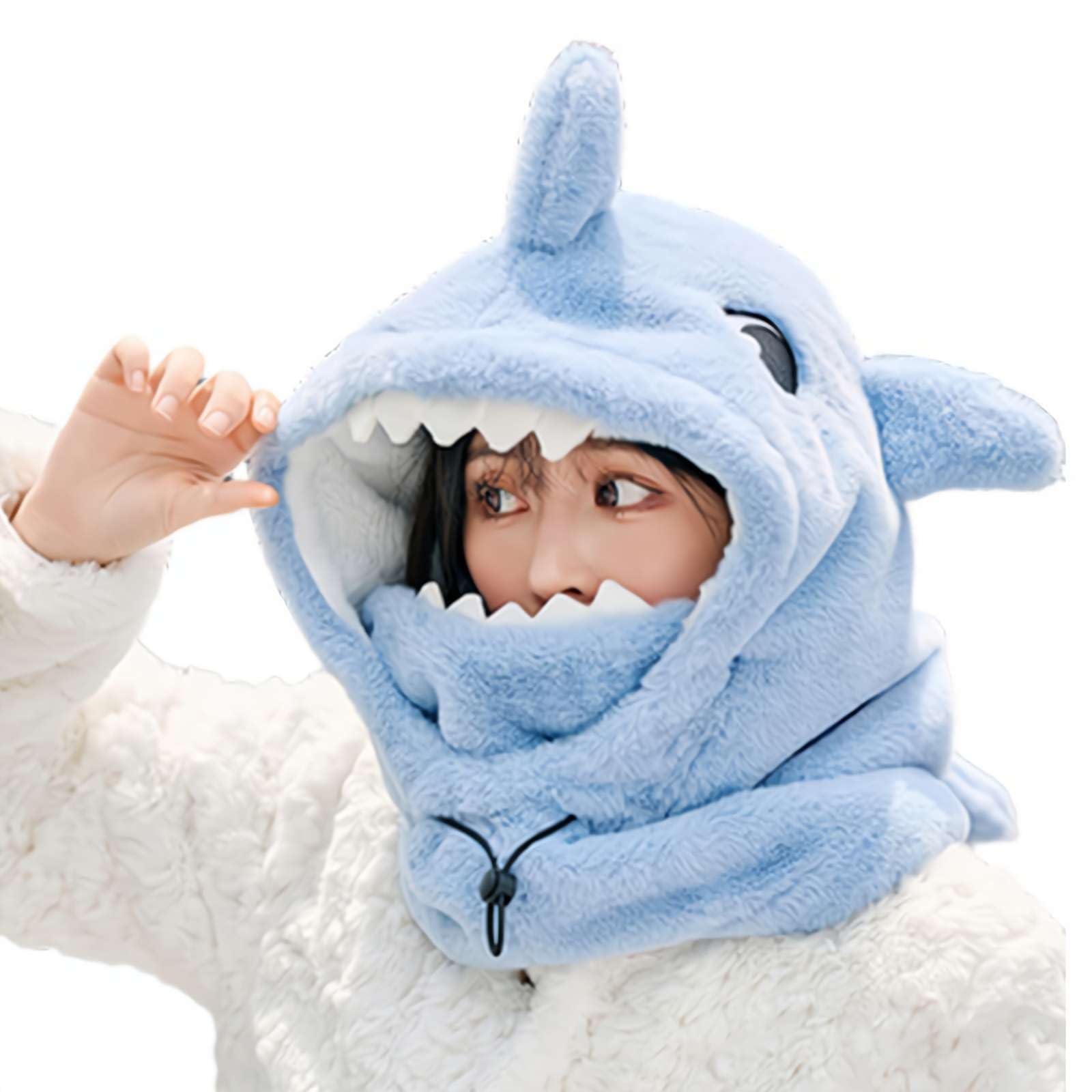 Lakemon Women's Blue Ski Helmet Cover,Cute Shark Hood Ski Mask,For Men Riding Skiing Climbing (Blue)