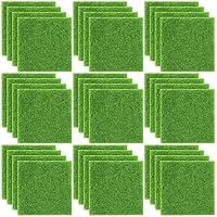 Elcoho 36 Pieces Fake Grass for Crafts Fairy Garden 6 x 6 Inches Artificial Garden Grass for Miniature Ornament Dollhouse DIY Decoration