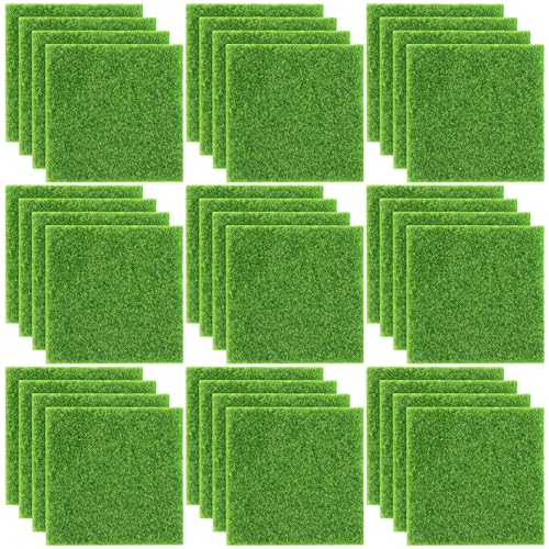 Elcoho 36 Pieces Fake Grass for Crafts Fairy Garden 6 x 6 Inches Artificial Garden Grass for Miniature Ornament Dollhouse DIY Decoration by Elcoho - Used condition - US$20.68