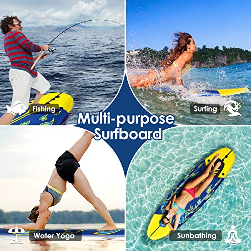 image for Giantex Surfboard, 6 Ft Stand Up Surfing Board w/ 3 Detachable Fins, S