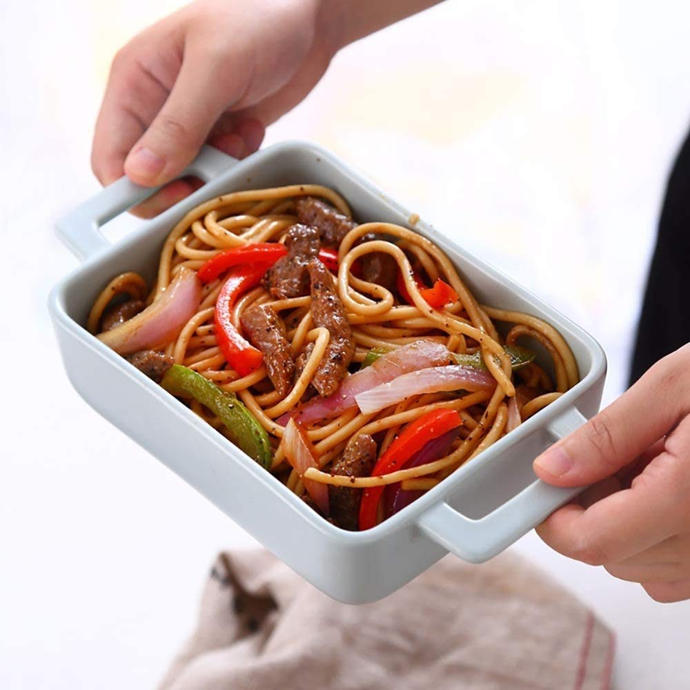 Plato para Hornear Casserole Casserole Dish Set Bakeware Set Nonstick Lasaña Pan 3 PCS para Hornear Platos para la Cocina con asa