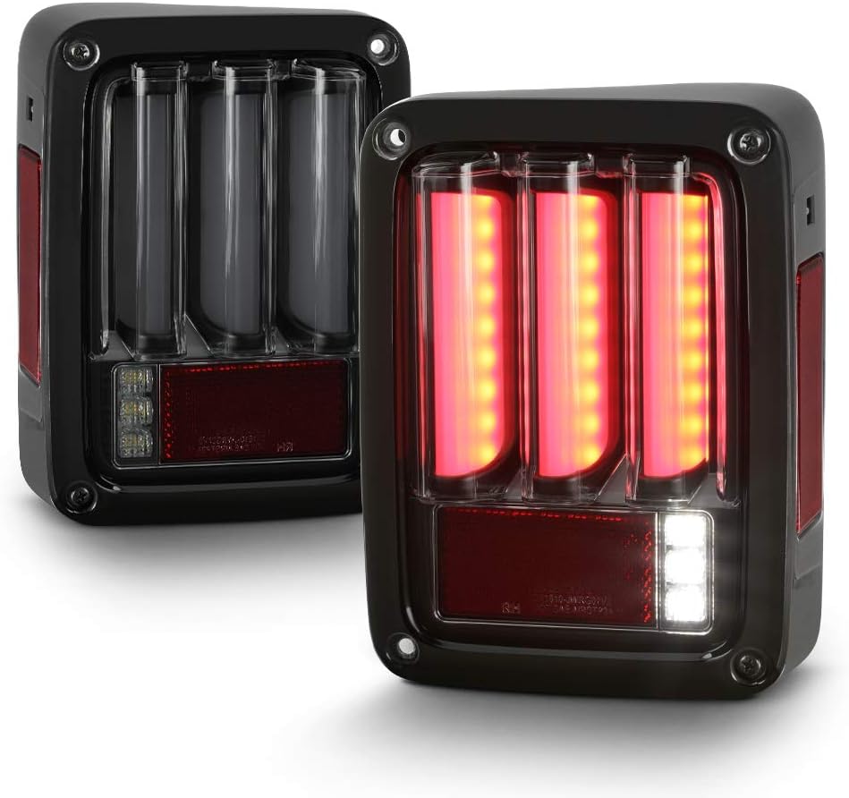 ACANII - [Sequential Signal For Black Smoke 2007-2017 Jeep Wrangler Full LED Tail Lights Lamps Rear Brake Replacement
