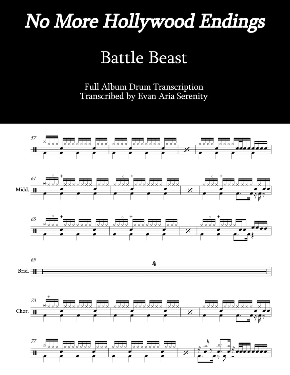 No More Hollywood Endings Drum Transcription pour déchiffrer facilement la batterie metal