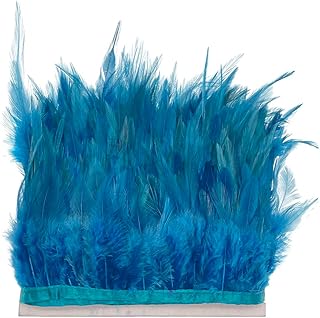 Turquoise 2Yard Rooster Hackle Feather Fringe Trim 4-6inch in Width for DIY Costume Sewing Craft Decor Dress Accessories Party Supplies Festival Outfits
