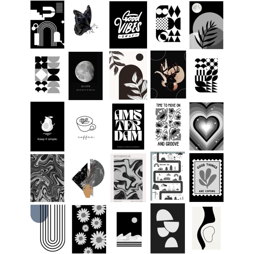 Corona card TECHNOLOGY Black & White Aesthetic Boho Posters For Room Decoration Set Of 25, 4 * 6 size
