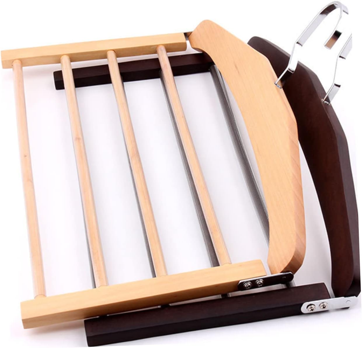1pc Multifunctional Non-Slip Wooden Pants Drying Hanger Rotatable Hooks Space-Saving Multi Design for Jeans Trousers Scarves and Accessories