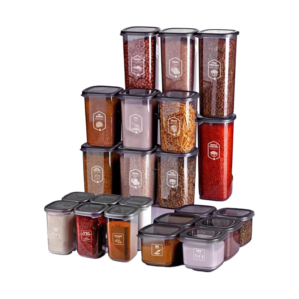 24-teiliges Vorratsdosen Set – Quadratisch & transparent – 4 Größen (1750/1200/550/450 ml) – Mit Etiketten – BPA-frei, stapelbar, mikrowellen- & gefriergeeignet