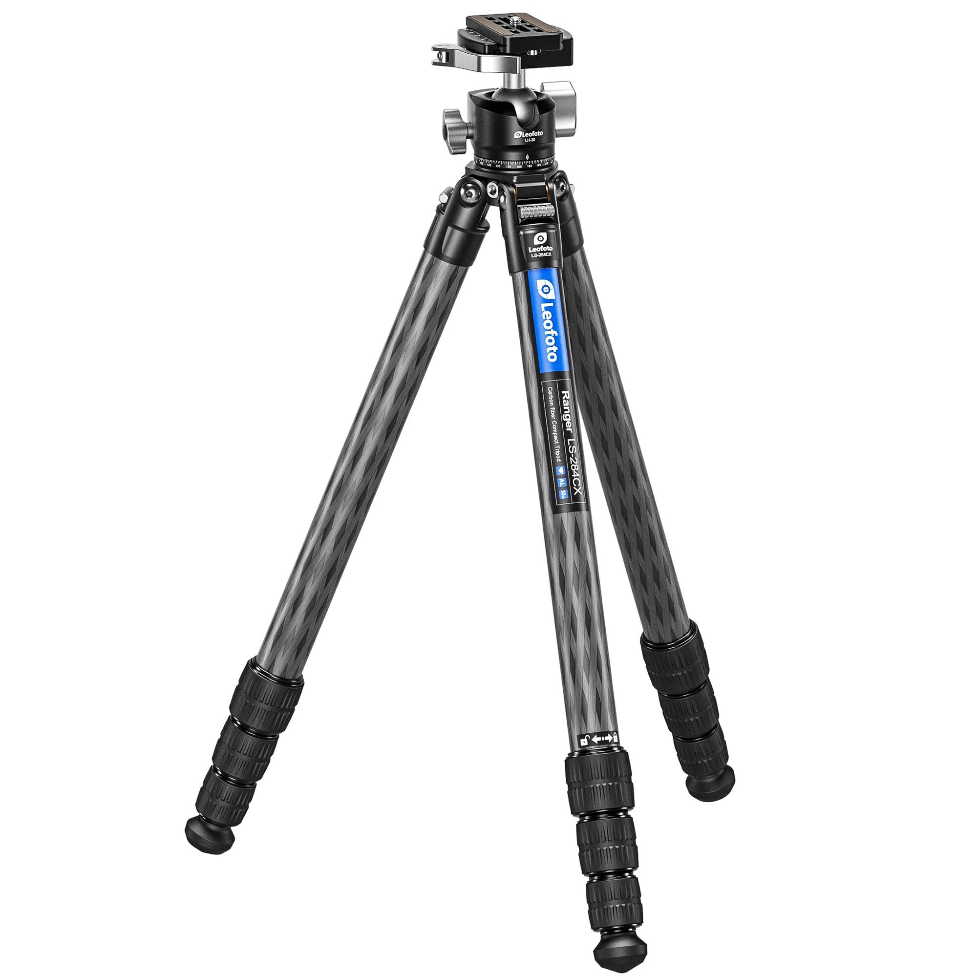 Leofoto 67.72" Camera Tripod with Ballhead Set, Outdoor Video Tripod with Lever-Release Clamp and Arca-Type QR Plate for Phone Holder/DSLR/Camcorder, Max Load 10kg/22.05lb with Bag (LS-284CX+LH-30LR)