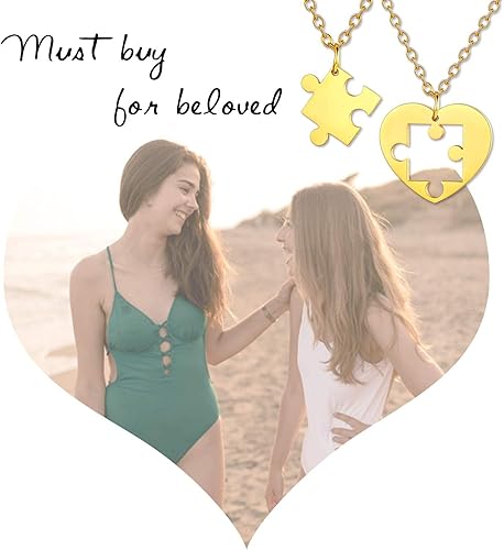 Miniatura 4 de U7 Collares para parejas para mujeres y hombres, acero inoxidable, chapado en oro de 18 quilates, chapado en oro de 18 quilates, collares con dije