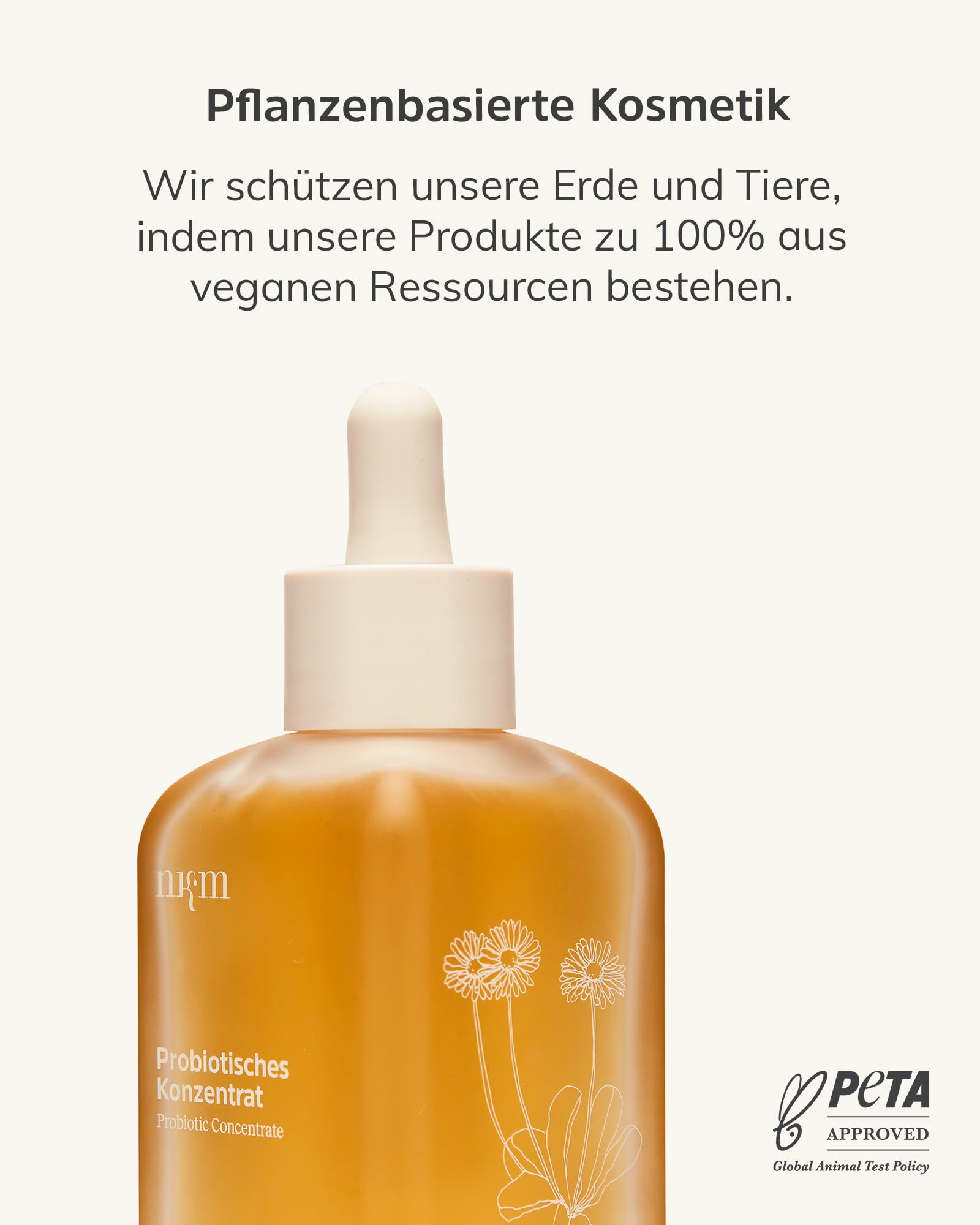 nkm Naturkosmetik München Concentrato probiotico – 100 ml – Concentrato viso con camomilla – Forte barriera cutanea – Vegano – Per tutti i tipi di pelle – Dermatologicamente testato