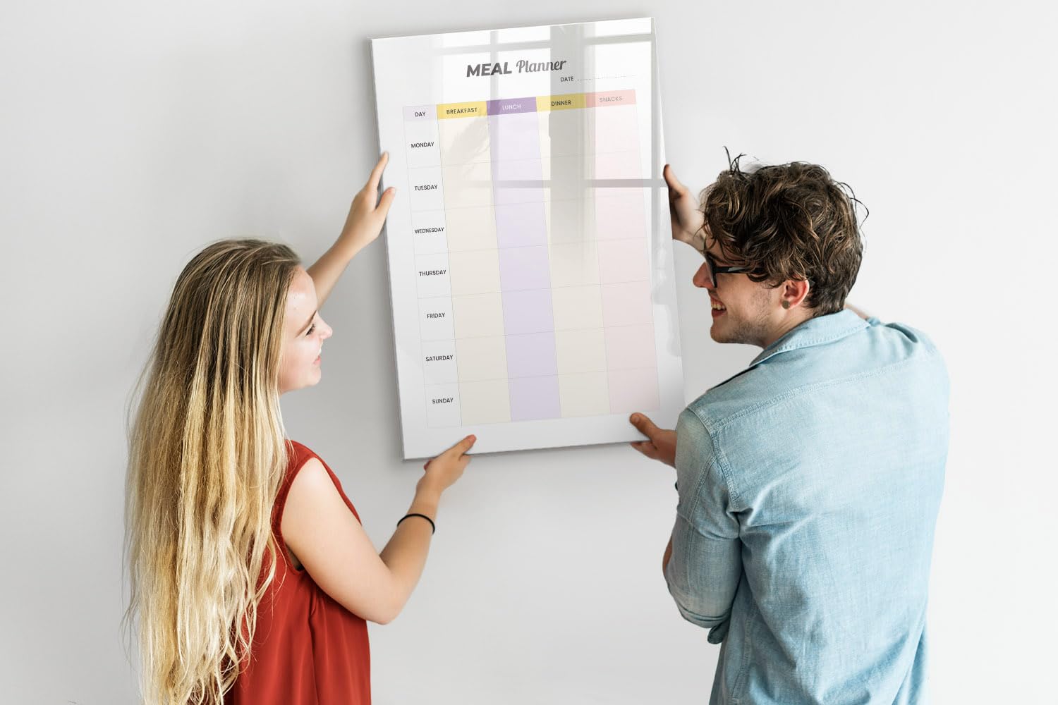 Lavagna Magnetica in Vetro con Accessori | Include Magneti Potenti, Pennarello e Gomma | Casa, Ufficio, Scuola e Creatività - 60x40 - Agenda settimanale