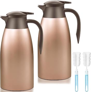 2 Pack Thermos Flask and Coffee Flask, 2L Stainless Steel Thermal Jugs
