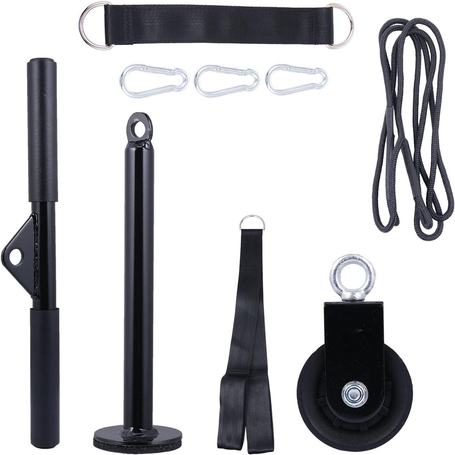 Yardwe 9pcs Pulley Cable Machine Attachment System for Arm Strength Training Lat Pulley System Gym Equipment
