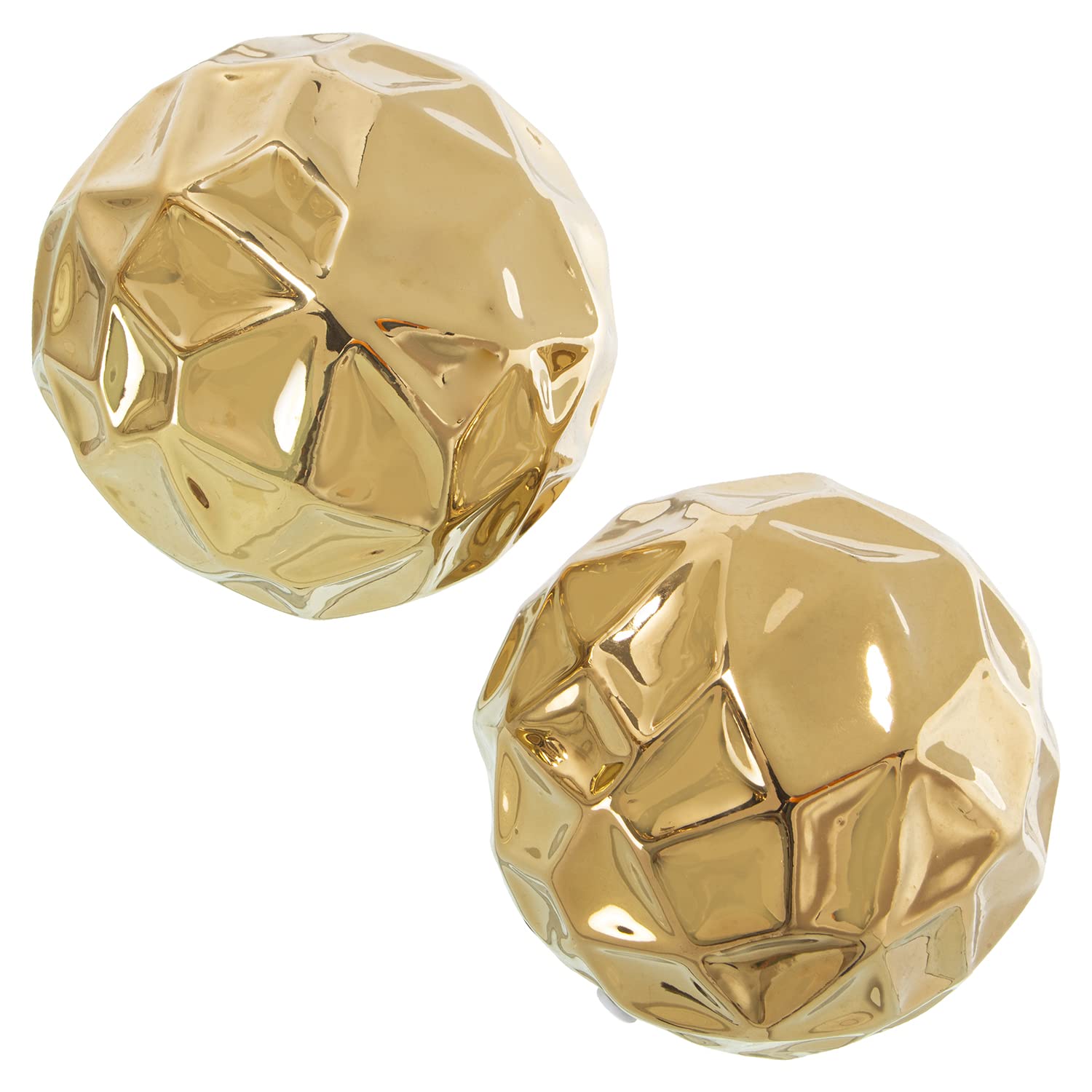 Boules en céramique en Or 11,5 cm DRW pour décoration de table raffinée (Lot de 2)