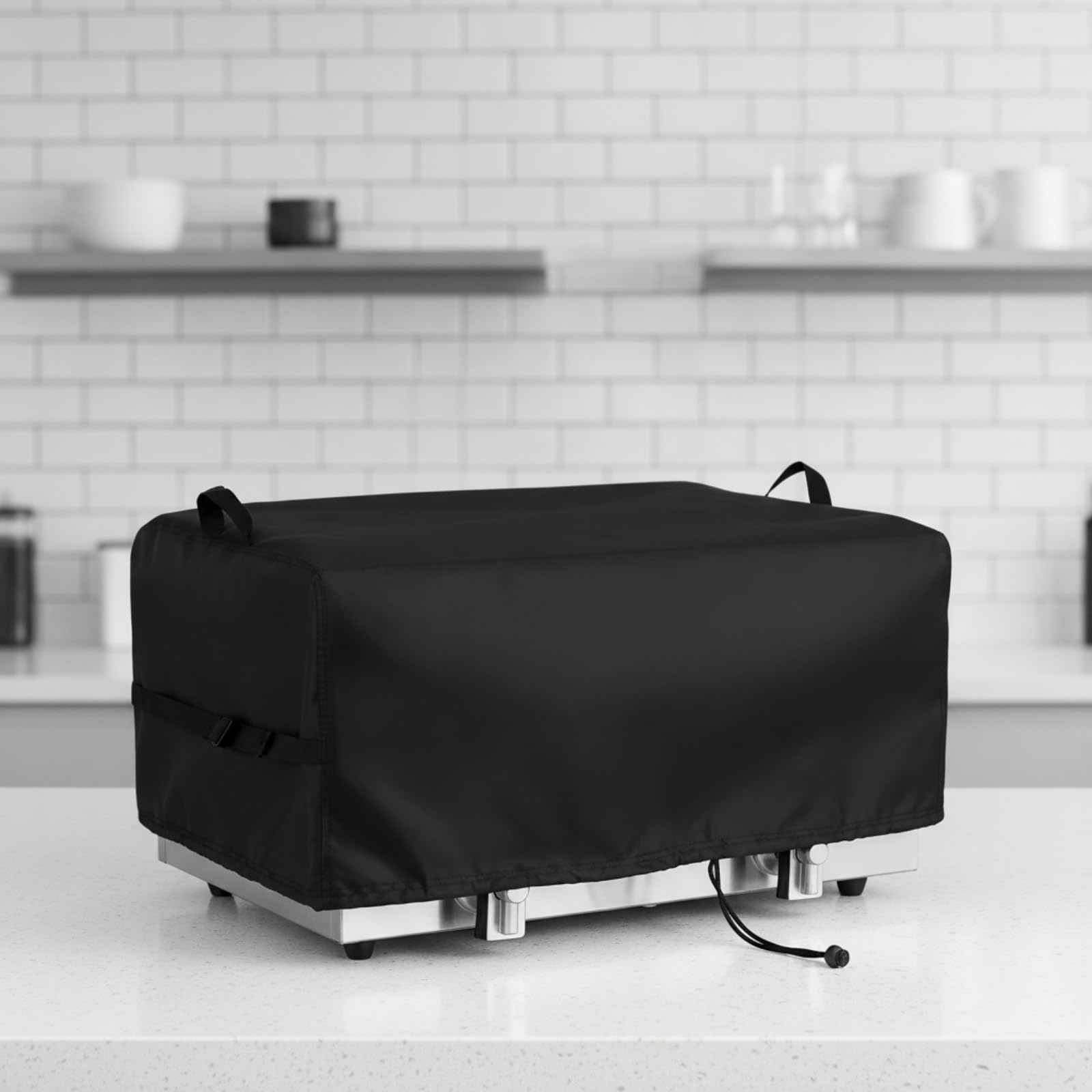 Fritteusen-Schutzhülle mit Kordelzug staubdicht Fritteusen-Abdeckung abwaschbar Fritteusenschutzhülle mit Griff für Imbisswagen , Schwarz 600D PVC , 22.5"L X 20.5"W X 14"H Zoll