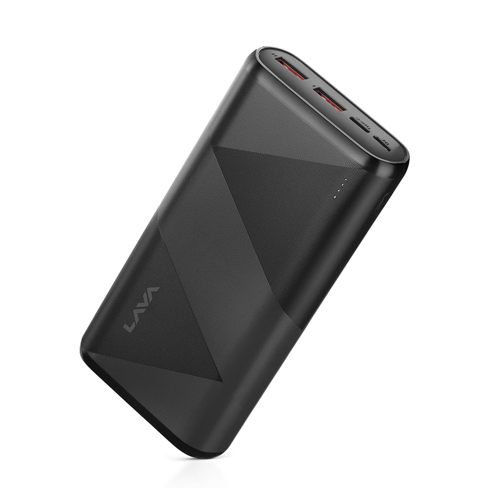 Newly Launched Lava POWERMAX [10000mAh] 22.5W Premium Fast Charging Power Bank with Triple Charging Ports, Superior Graphic Design, Strong Polycarbonate Body & BIS Certified, Made in India (Black)