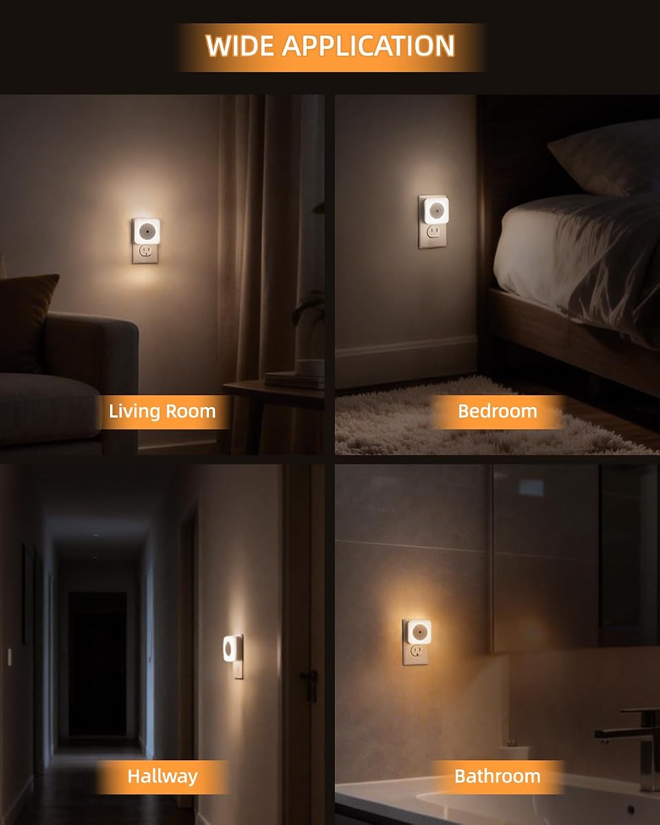 6-Pack LED Night Lights Plug into Wall,Bright Nightlight Auto-On/Off and Dimmable,0.5W Plug in Socket Night Light,Smart Sensor,Daylight White,for Adults Kids Bedroom Bathroom Hallway Kitchen Decor (6) — view 6
