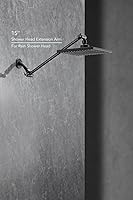 Vista 7 de Brazo de extensión de cabezal de ducha ajustable extra largo de 15 pulgadas con tornillo prisionero de bloqueo, Singing Rain de latón con ángulo