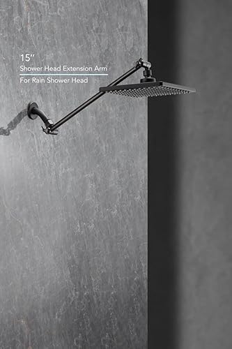 Miniatura 7 de Brazo de extensión de cabezal de ducha ajustable extra largo de 15 pulgadas con tornillo de bloqueo, ángulo de latón ajustable en altura, fácil de