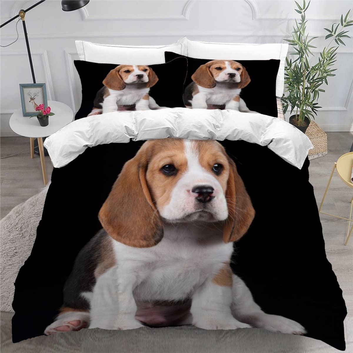 Super King Size Duvet Cover Set Lovely beagle black Bedding Set Double Bed Ultra Soft Hypoallergenic Comfortable Polyester Duvet Cover Protector Luxury Bedding — image 1