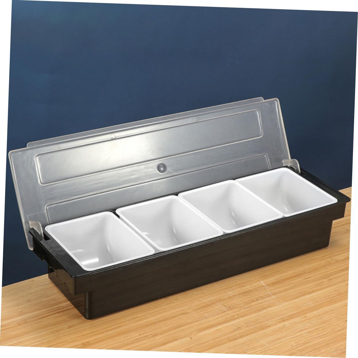 Cocktail Ingredient Compartment Box Multi Section Fruit and Condiment Storage for Bar Plastic Serving Container for Dried Fruits Vegetables and Salad