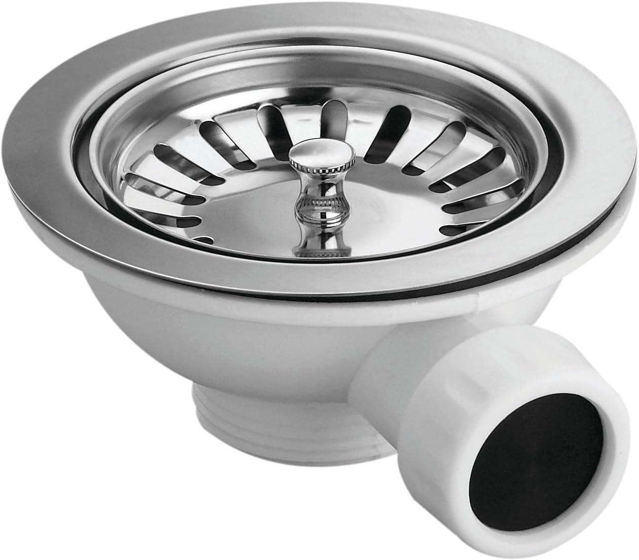 Macdee White, Silver Basket Strainer Waste, Plastic Body, Stainless Steel Basket