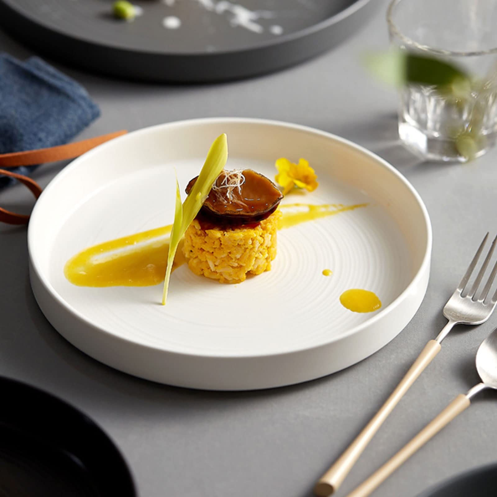 Platos Platos para Servir Blancos, Platos de Porcelana Aptos para Horno, Platos para Servir, para restaurantes, Fiestas Familiares y Uso en la Cocina - Redondos
