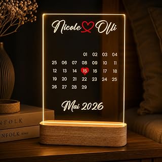 Meinearmbänder Personalisiertes Acrylglas Kalender Geschenk 15x20cm – Individuelles Geschenk für Paare, Männer & Frauen – Romantisches Geschenk für Partner, Jahrestag & Liebesgeschenk für Paare