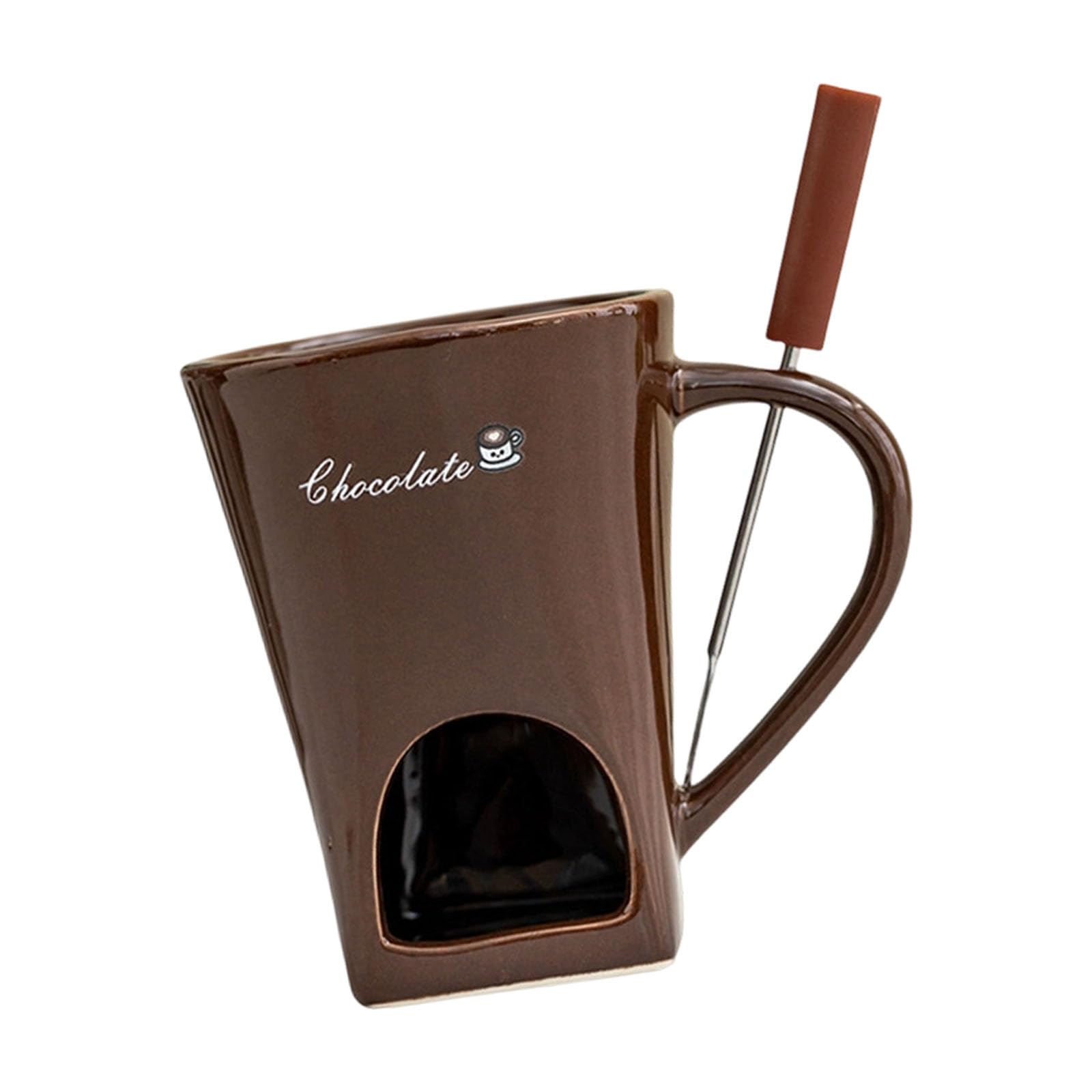 DSLKGWE Ceramic Chocolate Fondue Cup for Cheese Melting Heating Coffee Mug with Handle Practical Home Decoration Ceramic Chocolate Melter