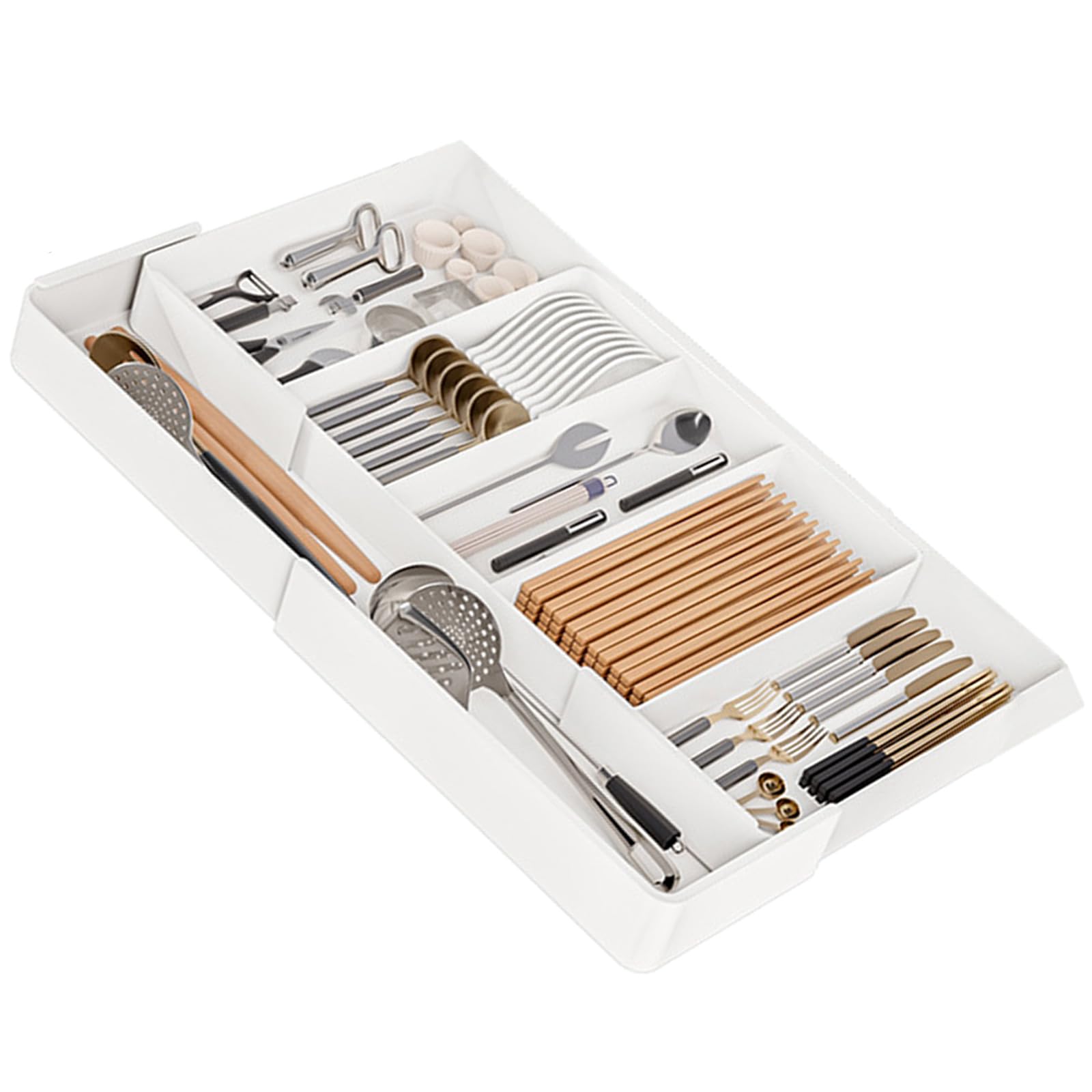 Bottone Expandable Kitchen Drawer Tray Scalable Cutlery Holder Storage Case for Efficient Kitchen Drawer Management Expandable Utensils Holder