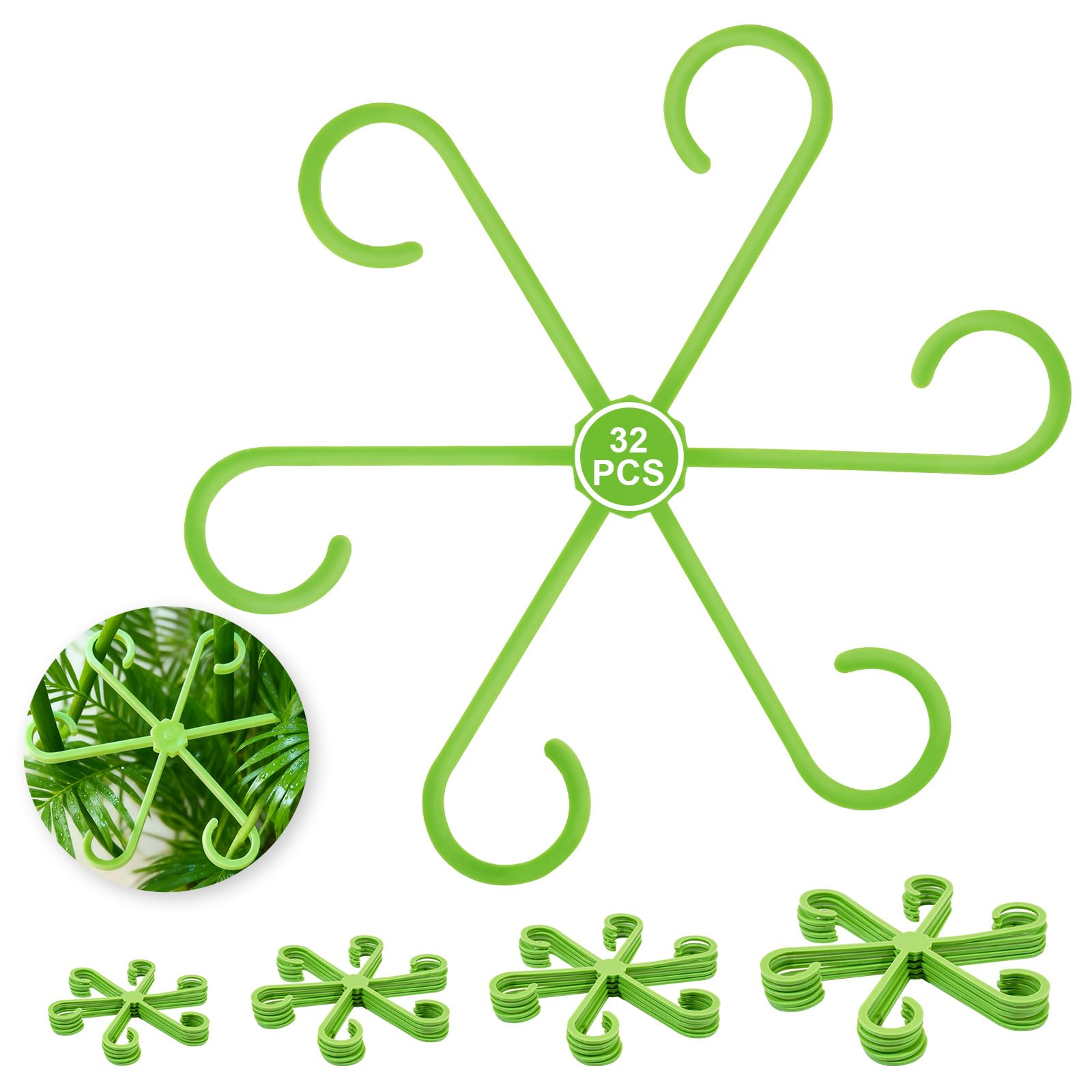 32pcs Plant Support for Indoor Plants,Plant Stem Support, Plastic Reusable Plant Support Clips Indoor Plants Accessories