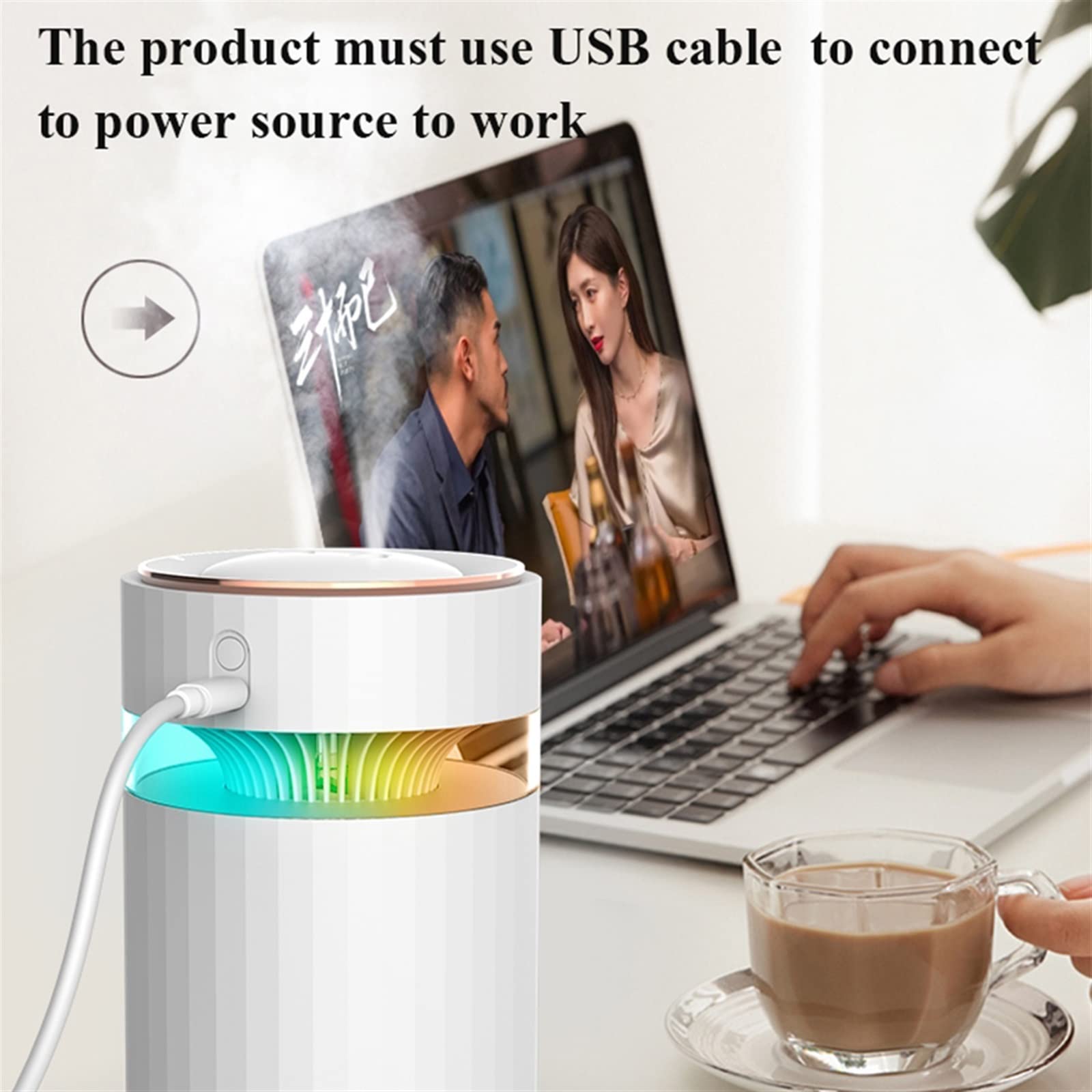 Nawilżacze Nawilżacz powietrza USB z podwójną dyszą 900ML pojemność wody generator chłodnej mgiełki zamgławiacz z kolorowym oświetleniem nocnym ultradźwiękowy Humidificador Przenośny nawilżacz (Mater