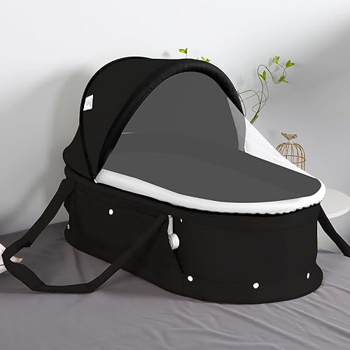 Cuna de viaje para bebé, cuna de viaje portátil 2 en 1, cama plegable con cubierta para sombrilla, mini moisés para bebé, cama plegable lavable para