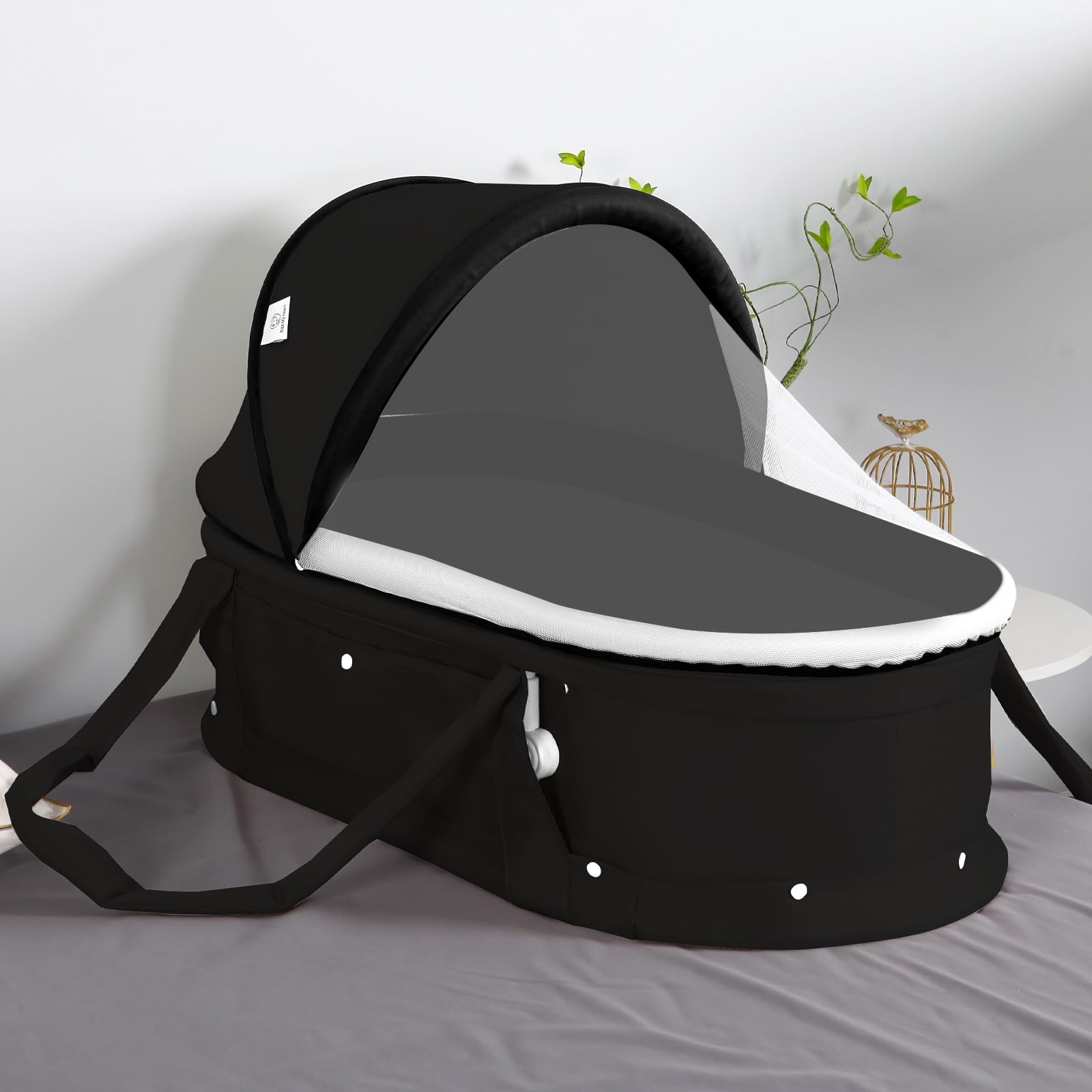 surebaby 2-in-1 Portable Travel Bassinet & Baby Sleeper Bed, Lightweight Foldable Bassinet with Sunshade Cover, Compact Folding Design for Newborns &