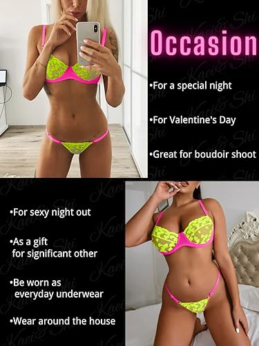 Miniatura 6 de Kaei&Shi Brilla en la oscuridad, luz negra, corazón bordado, lencería con aros