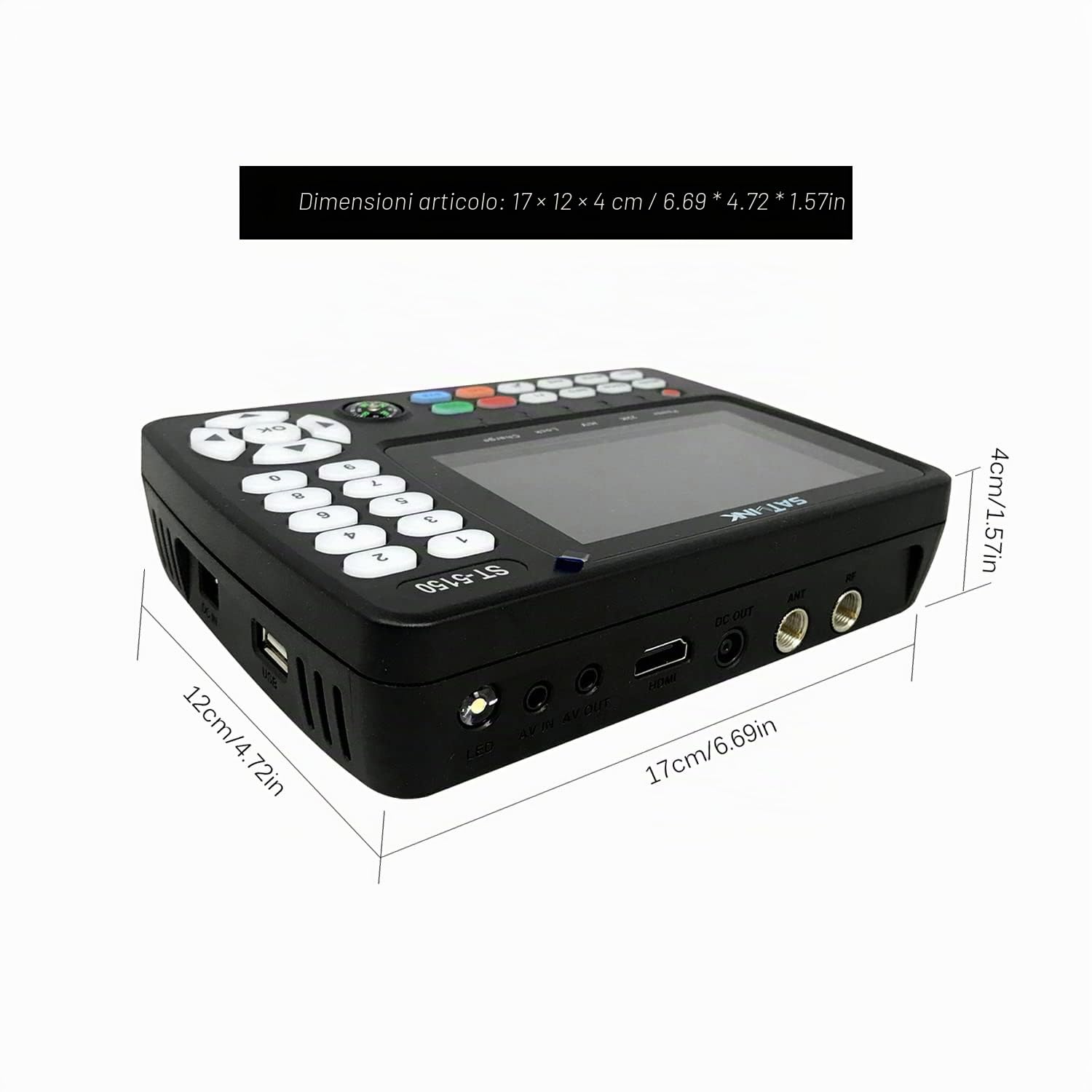Digitale Satellitare Finder,ST-5150 DVB-S2 / T2 / C COMBO HD Satellite TV Signal Finder Digital Handheld Signal Meter Satellite Finder H.265 HEVC MPEG-4 4,3 pollici TFT LCD EU Plug