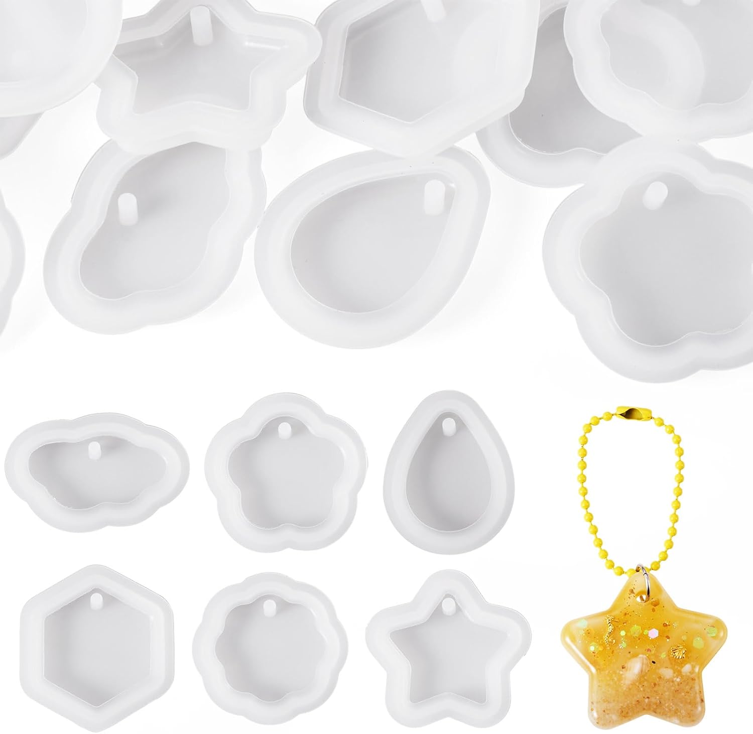 Craftdady DIY Pendants Keychain Silicone Mold Resin Molds with Hanging Hole