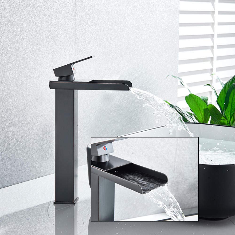 Nian Rubinetto del bacino Nichel spazzolato Rubinetto del bacino del bagno Rubinetto a cascata Rubinetto per lavabo caldo e freddo Rubinetto per doccia Nave libera