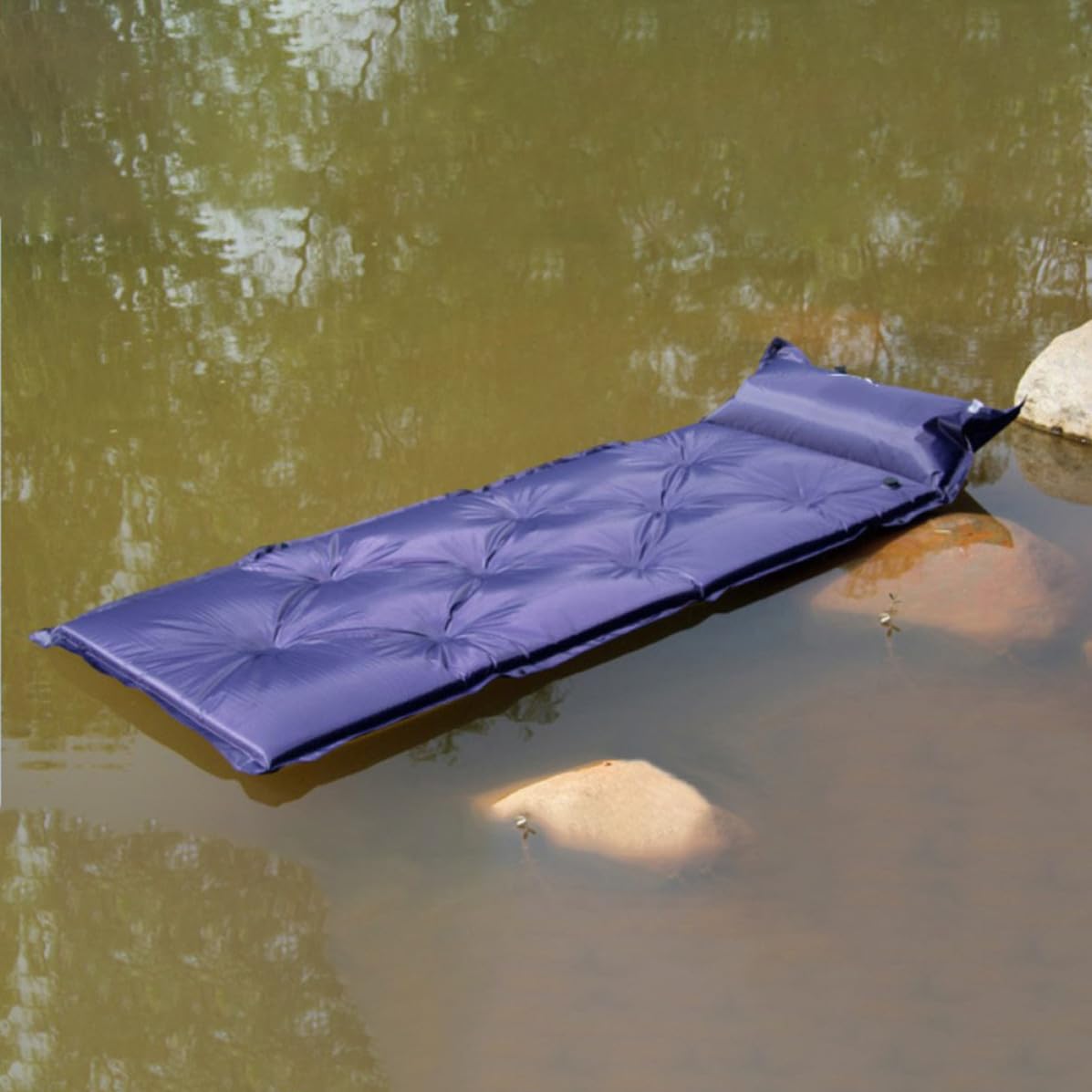 Colchón de Camping Autoinflable Azul Material Confiable y Diseño Compacto para Acampada, Playa y Actividades al Aire Libre
