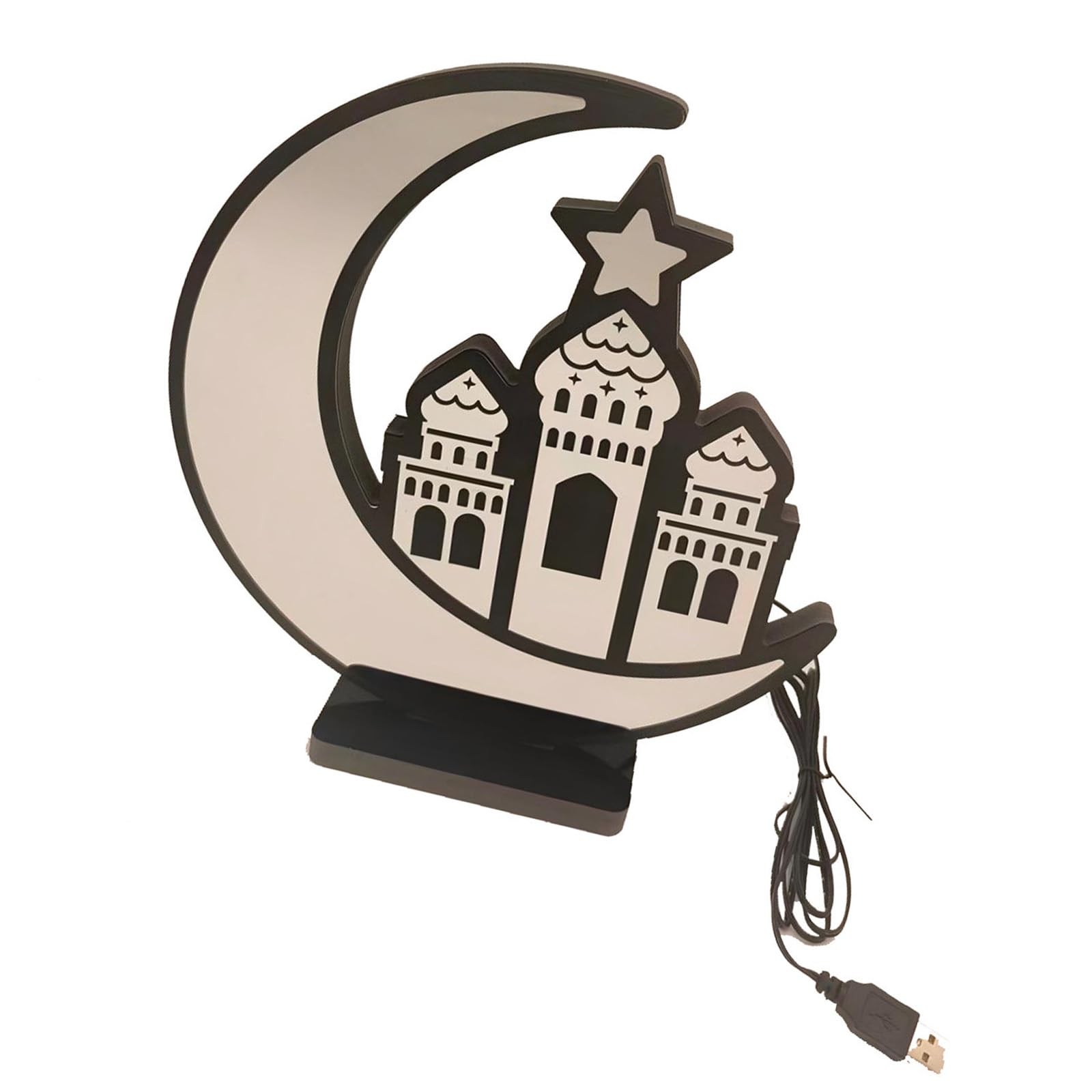 Jazuaiao LED Festival Light PVC Texture Moons Shape Decorative Light Suitable for Muslims Celebrations Home Decors Desktop Use Middle East Festival