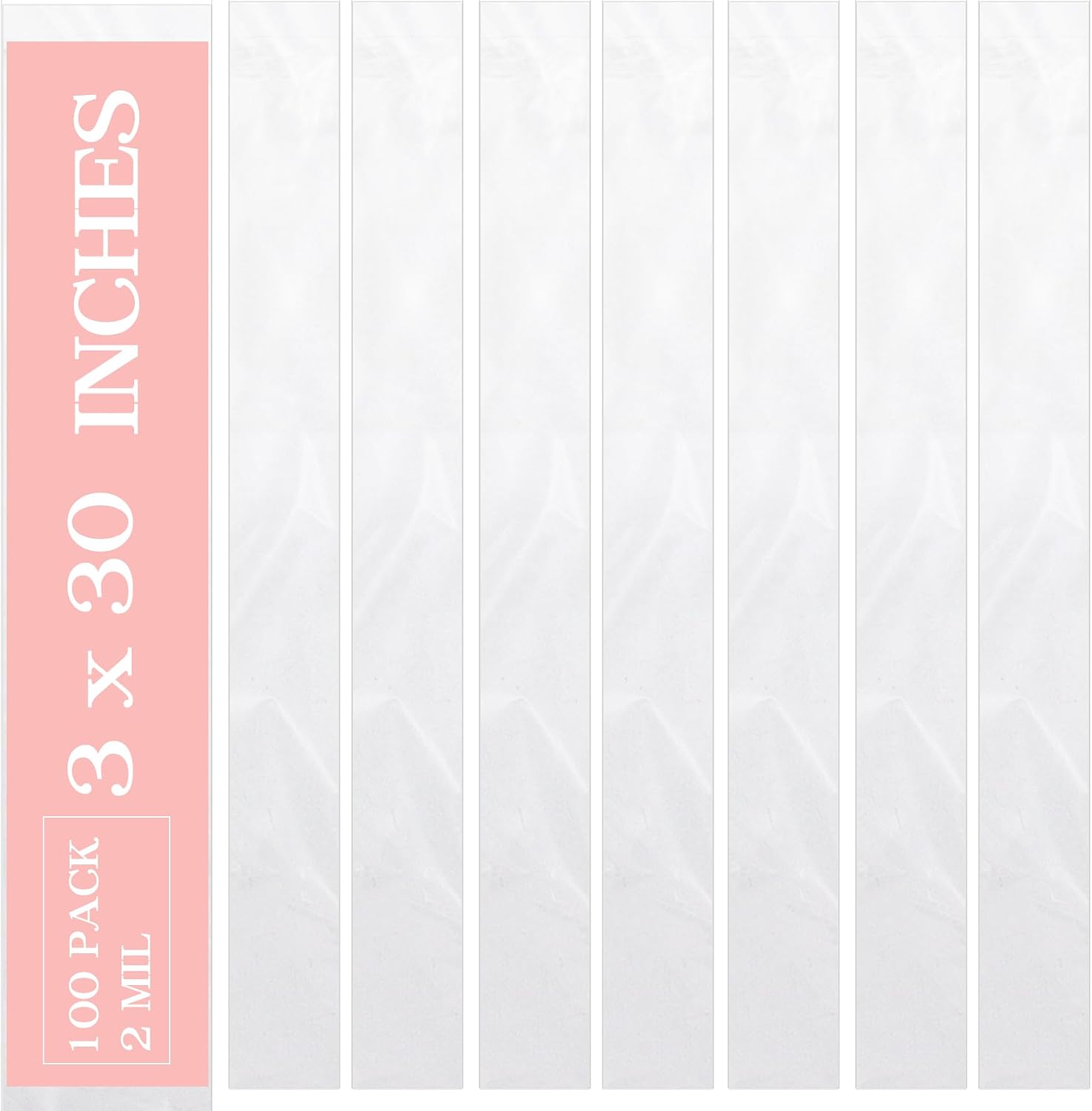 Klmnop 100 Pcs Poster Bags 3 x 30" Extra Long Plastic Sleeves for 18-24 Inches Poster, Blueprint, Maps(Clear)