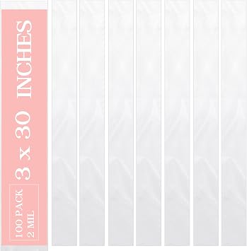 Klmnop 100 Pcs Poster Bags 3 x 30" Extra Long Plastic Sleeves for 18-24 Inches Poster, Blueprint, MapsClear