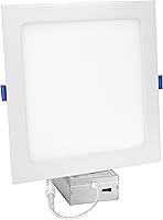 Vista 3 de Maxxima Luz de techo empotrable LED cuadrada de 8", 5 CCT, 1600 lúmenes, panel plano delgado, color seleccionable 2700K/3000K/3500K/4000K/5000K