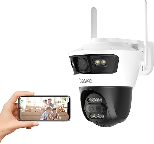 Câmera de Segurança Wi-Fi Externa QHD 9MP, Zoom híbrido 8x, Câmera de Visão Noturna Infravermelha Controle Wi-Fi, Rotação 355°/90°, Dupla Lente,...