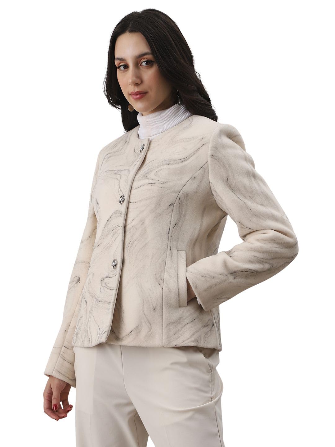 globus Women Round Neck Long Sleeves Self Design Winter Wear Overcoat-picture-44