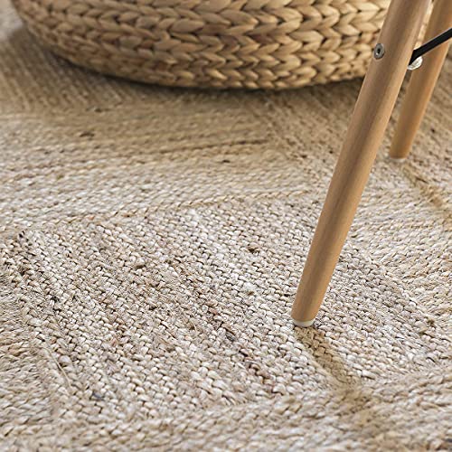 Image of Jute Braided Natural Hand Woven & Reversible Rug for Living Room Kitchen Entryway, Farmhouse Rustic Burlap Carpet Floor Mat (jutebox, 2X8-feet)