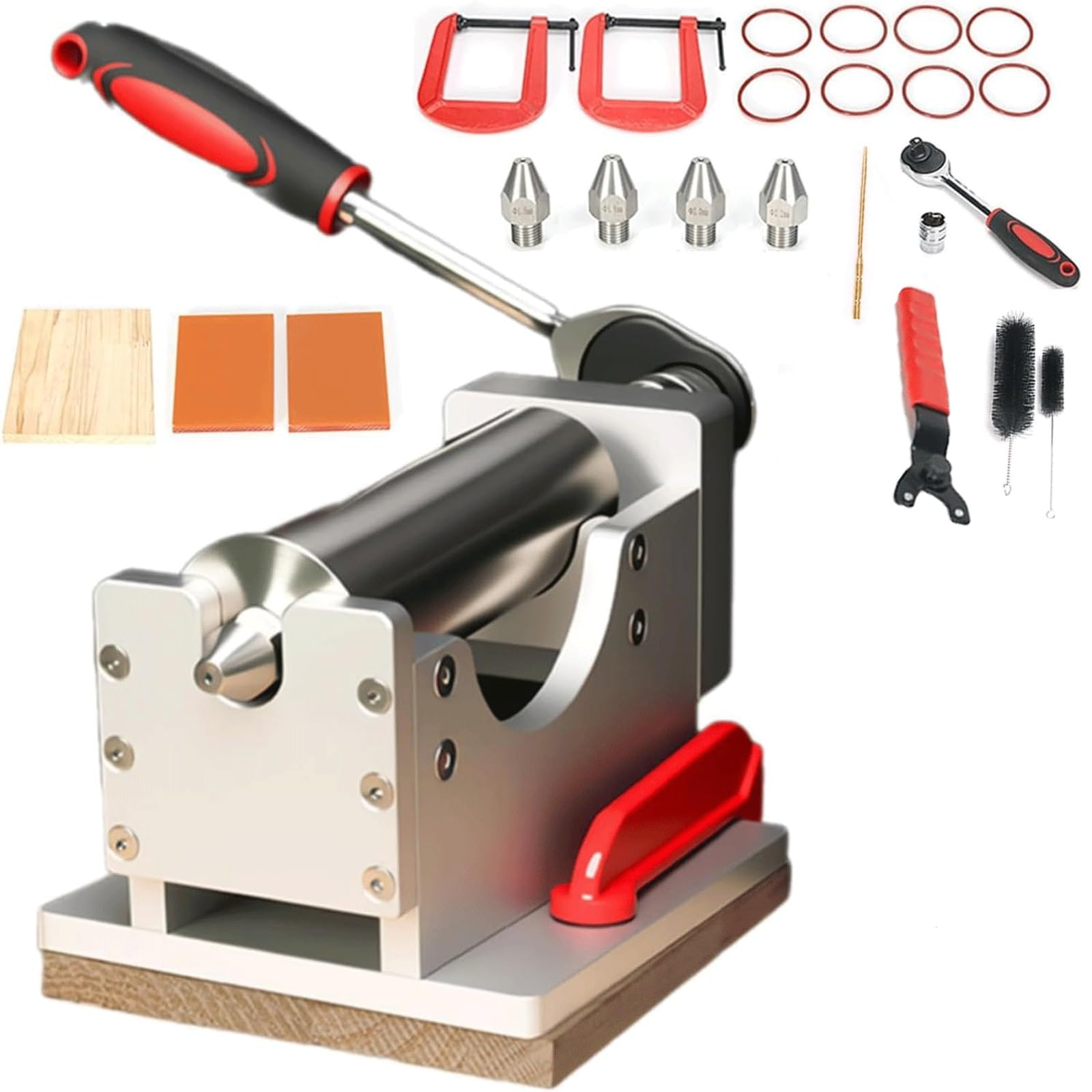 XNZJHPP Manual Stick Incense Making Machine, Stainless Steel DIY Thread Incense Making Tools with 4 * Moulds Plates (1.5/1.8/2/2.2mm), Buddha Incense/Clay Extruder with Accessories(Basic) (Basic)