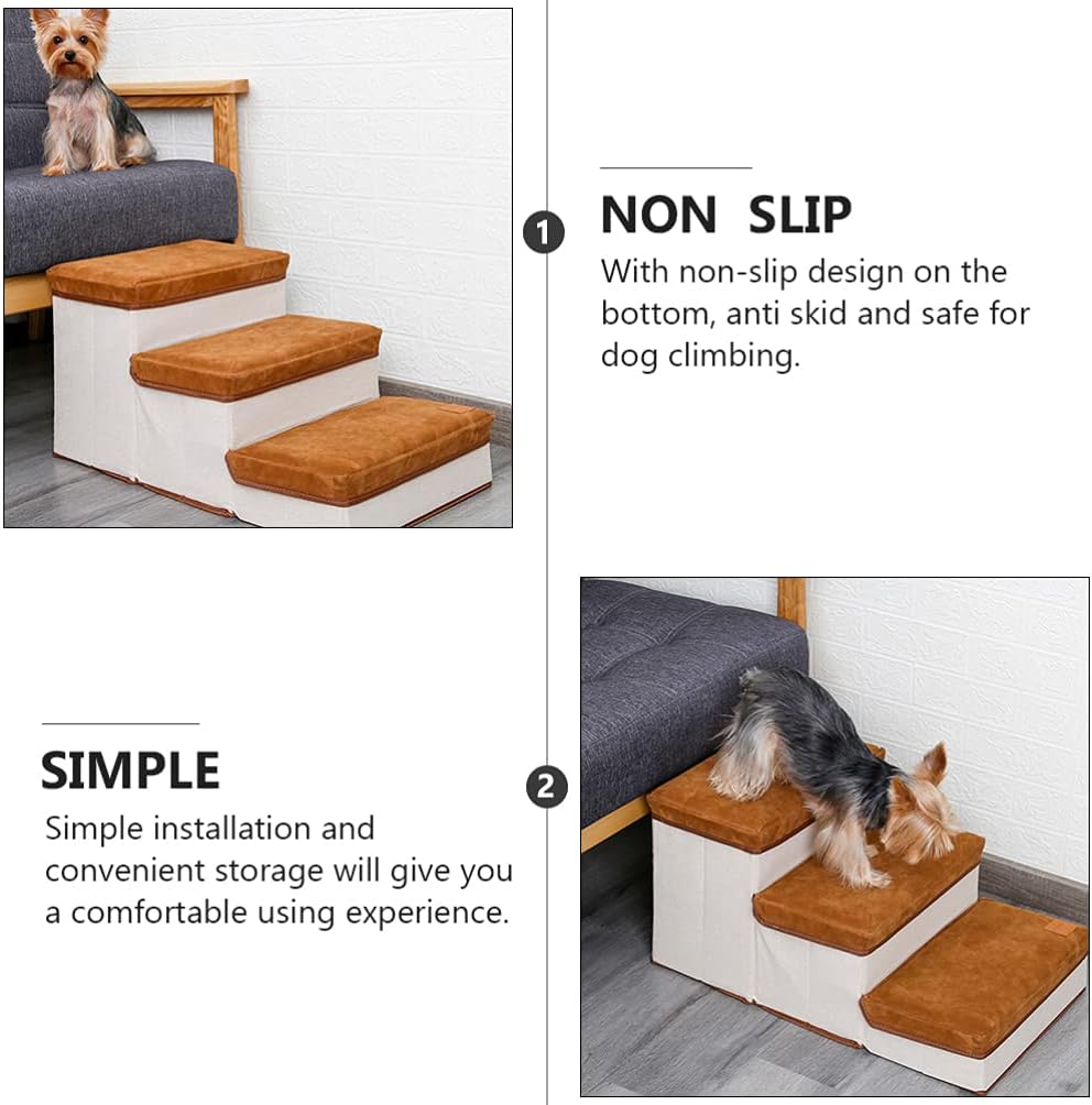 balacoo 1pc Foldable Non- Pet Ladder Lightweight Climbing Ramp for Dogs Cats for Sofa Chair Bed Car Portable Plaything for Pets