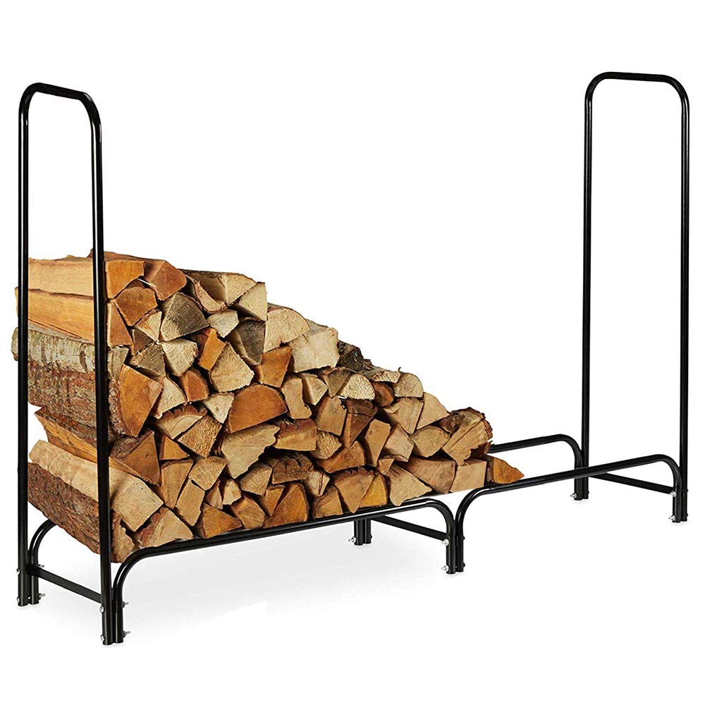 Bakaji Portalegna Supporto Scaffale Struttura Tubolare in Metallo Porta Legna da Interno Esterno Legnaia Casa Giardino per Camino Caminetto Stufa Design Moderno (150 x 120 x 35 cm)